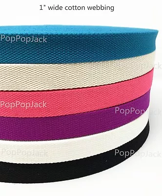 1 Inch Wide Solid Color Heavy Cotton Webbing 2 Mm Thickness Free Shipping- U.S. • $9