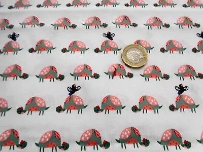 Cotton Fabric Tortoises Bird Childrens Craft /BOLT END 58cmsx110 • £5.99