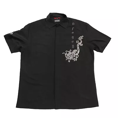 Vintage Graphic Dragon Shirt | XL | Button Pattern Y2k Party Chinese Print • £15.39