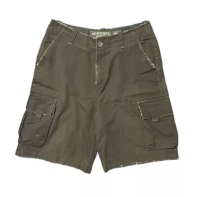 Abercrombie & Fitch Cargo Shorts Distressed Khaki￼ Utility Pockets Zip Mens W34 • £23.99