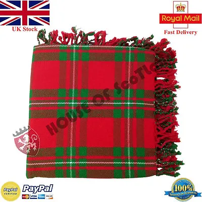 HS Scottish Kilt Fly Plaid Clan MacGregor Tartan 100% Acrylic Wool 48  X 48   • £16.99