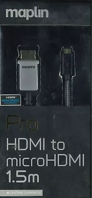 Maplin Pro HDMI 2.0 To MicroHDMI 1.5M 4K2K 24k Gold Plated Connectors • £9.99