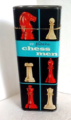 $18.99 • Buy Vtg 60s 100% Complete Set 32 Plastic Chess Men W Original Box Halsam USA Set 420