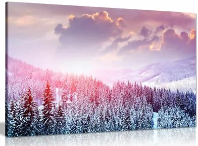 Winter Forest Snow Trees Canvas Wall Art Picture Print • £15.99