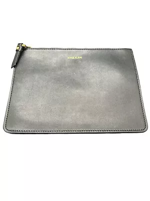 80's Vintage ANNE KLEIN For Small Black Leather Cluth Pouch 6.5”x9” • $18