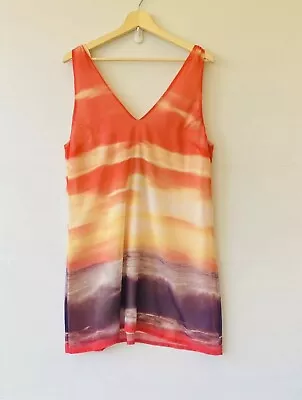 Tigerlily Dress Bharavi Sunset Size 14 Orange V Neck RRP $299.95 • $38