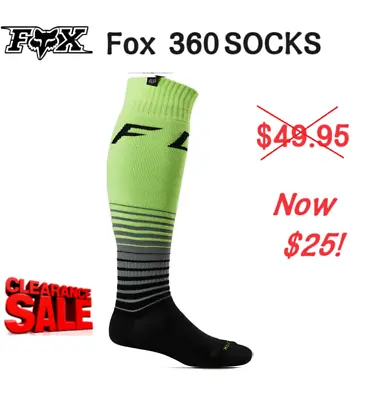 CLEARANCE! FOX 360 Motocross MX Socks Lg NEW Dirt Bike ATV Socks FGMNT Yellow • $25