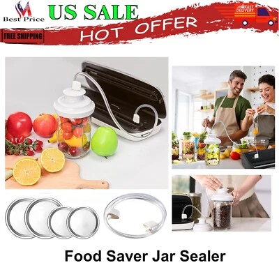 $9.98 • Buy Mason Jar Vacuum Sealer Kit For Food Saver Attachment With Accessories Hose