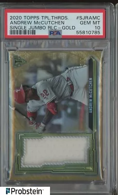 2020 Topps Triple Threads Gold Andrew McCutchen GU Jumbo Jersey 5/9 PSA 10 • $2.25