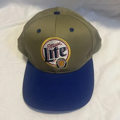 Miller Lite Beer Embroidered Cap Logo Snapback Baseball Hat Tan Khaki Blue • $10