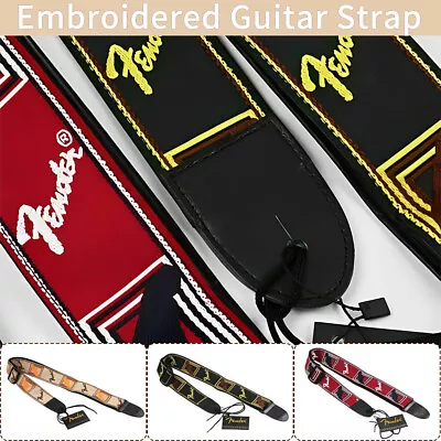 $15.03 • Buy Embroidered Guitar Strap Fender Straps Electric Acoustic Guitar Bass Ukulele AU