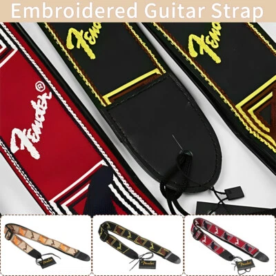 Embroidered Guitar Strap Fender Straps Electric Acoustic Guitar Bass Ukulele AU • $15.19