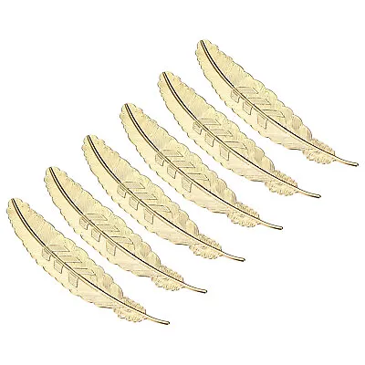 6pcs Metal Feather Bookmarks Book Marks Page Markers Gift For Book Lovers Gold • $8.21