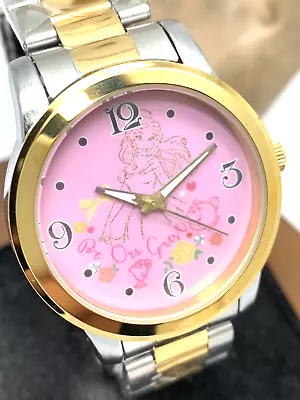 Disney Princess Belle Women's Watch Quartz 38mm Pink Dial Two Tone WDS000234 • $29.69