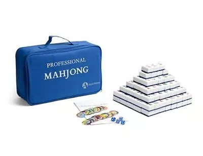 American Mahjong Game Set 166 Numbered 40mm (1.6 ) Tiles Large Sapphire Blue • $109.86