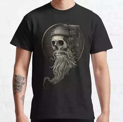 HOT! Vintage Viking Skull Beard With Helmet Classic T-shirt Size S-5XL • $9.99