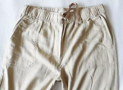 BNWT NEXT NEW Ladies Stone Beige Wide Relaxed Leg Linen Blend Trousers S/R • £17.99