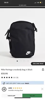 Nike Heritage Crossbody Bag. Black. BNWT • £9.99