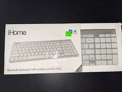 IHome Bluetooth Full Sized Keyboard For Mac Silver IMAC-K130 Wireless With • $30.50