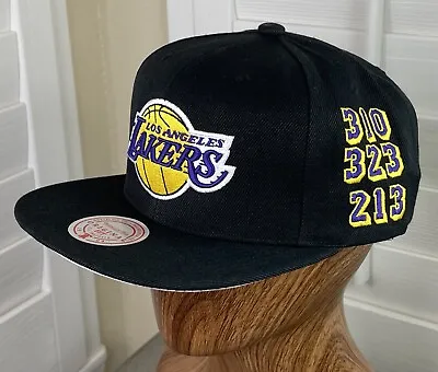 Mitchell & Ness NBA Los Angeles Lakers Area Codes Black Snapback Hat/Cap - New • $26.95