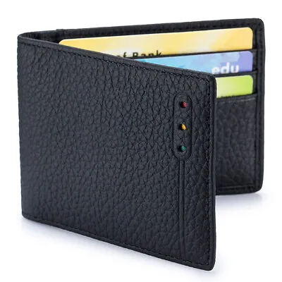 Genuine Leather Minimalist Bifold Wallets For Men RFID Blocking Slim Mens Wallet • $8.49