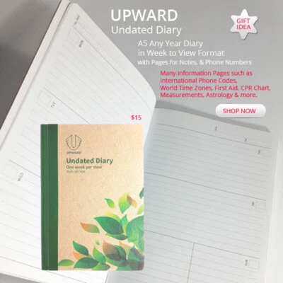 $15 • Buy Undated Diary Planner Personal Daily Weekly Week To View Any Year A5 AT DIA03