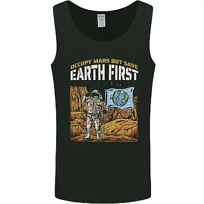 Earth First Climate Change Astronaut Mars Mens Vest Tank Top • £10.99