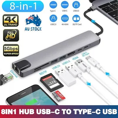 $19.66 • Buy 8in1 USB-C Type C HD Output 4K HDMI Usb 3.0 HUB Adapter For MacBook IPad Pro AU