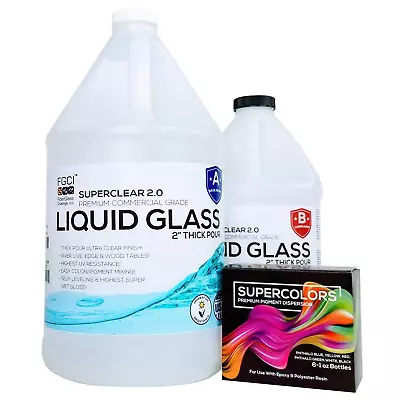 Deep Pour Epoxy Resin Kit Crystal Clear Super Colors Pigment Bundle 2 4 Inch 1.5 • $154.47