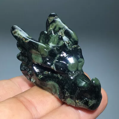 64g Natural Crystal.Malachite.Hand-carved.Exquisite Dragon Skull.healing A33 • $2.50