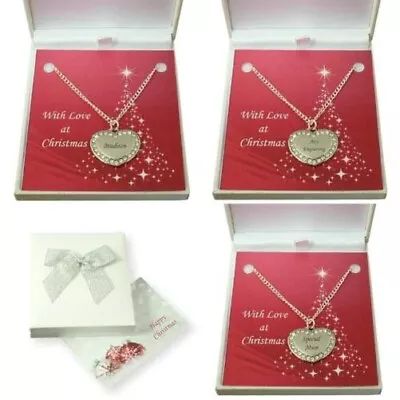 Necklace With Engraving In Christmas Gift Box Personalised Any Names Words • $48.94