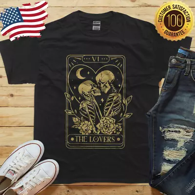 The Lovers Tarot Card Skeleton Vintage Goth Valentines Day T-Shirt • $15.90