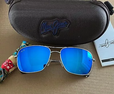 New Maui Jim WIKI WIKI Blue Hawaii Silver Sunglasses 59mm  B246-17 $319 • $199