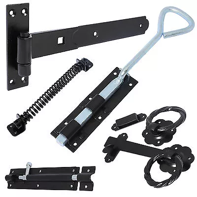 £5.45 • Buy GATE LATCH ACCESSORIES Black Garden Large Slide Bolt Side Catch Spring Closer