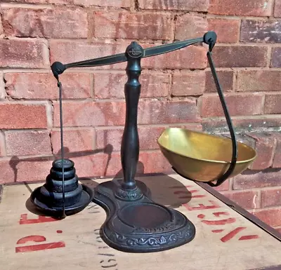 £59.99 • Buy Victorian Beam Cast Iron And Brass Salter Scales.