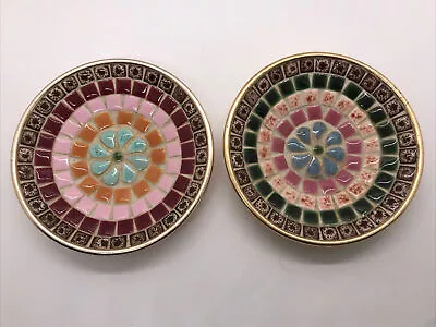 Vintage Mid Century Modern Tile Art Mosaic Dish Multi Colors • $20