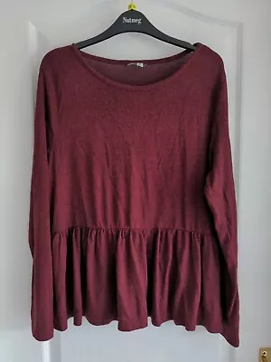 Ladies Maroon Long Sleeved Top Size 14 • £4