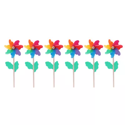  6 PCS Bamboo Child Pinwheel Party Outdoor Decor Flower Garden Stakes • £10.68