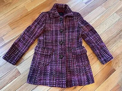 Banana Republic Wool Mohair Tweed Pea Coat Size M Petite Purple/Pink • $59.99