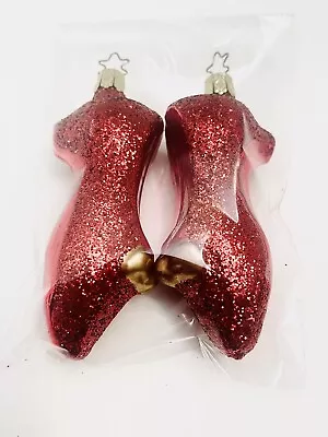 Old World Christmas Vintage Inge-Glas Ornament Ruby Slippers  Blown Glass German • $15.60