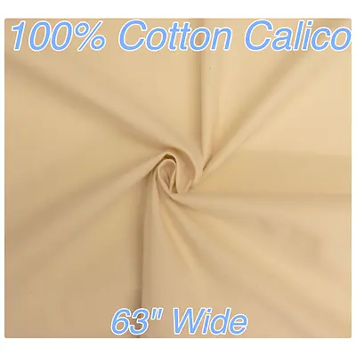 CALICO FABRIC Natural 100% Cotton 63 /160cm Wide Material Per Metre Craft Fabric • £4.20