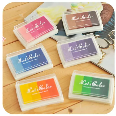 6Pcs Ink Pads For Rubber Stamps Finger Ink Stamp Rainbow Colour Ink Pad Rubber • £9.98