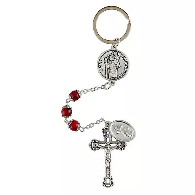 Divine Mercy / St. Christopher One Minute Traffic Rosary Key Chain & Prayer Card • $9.99