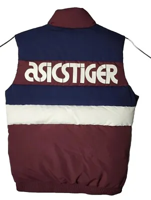 Asics Tiger Men S Red Blue White CB Color Blocked Down Zip Vest Big Logo • $35.10