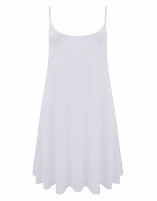 New Women's Ladies Long Cami Swing Dress Camisole Plus Size Vest Top UK 8-26 • £8.99