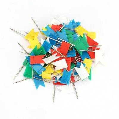 100PCS Flag Marker Shape Map Pins Cork Notice Board Push Assorted Office&Home F • $4.39