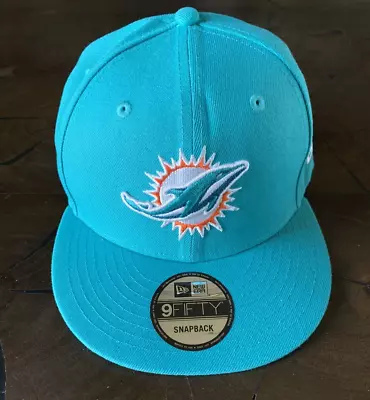 Miami Dolphins New Era Basic 9FIFTY Adjustable Snapback Hat - Aqua  Go Fins  • $25