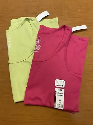 NEW Time & Tru Maternity Tank Tops (Lot Of 2) Green And Pink Size Small (4-6) • $4.75