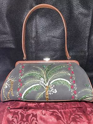 MARLO Vintage Purse Hawaiian Beaded Floral Latch Closure Single Handle • $19.95