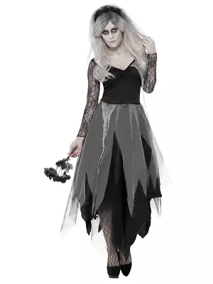 Ladies Graveyard Bride Costume Zombie Corpse Bride Halloween Fancy Dress Medium • £9.99